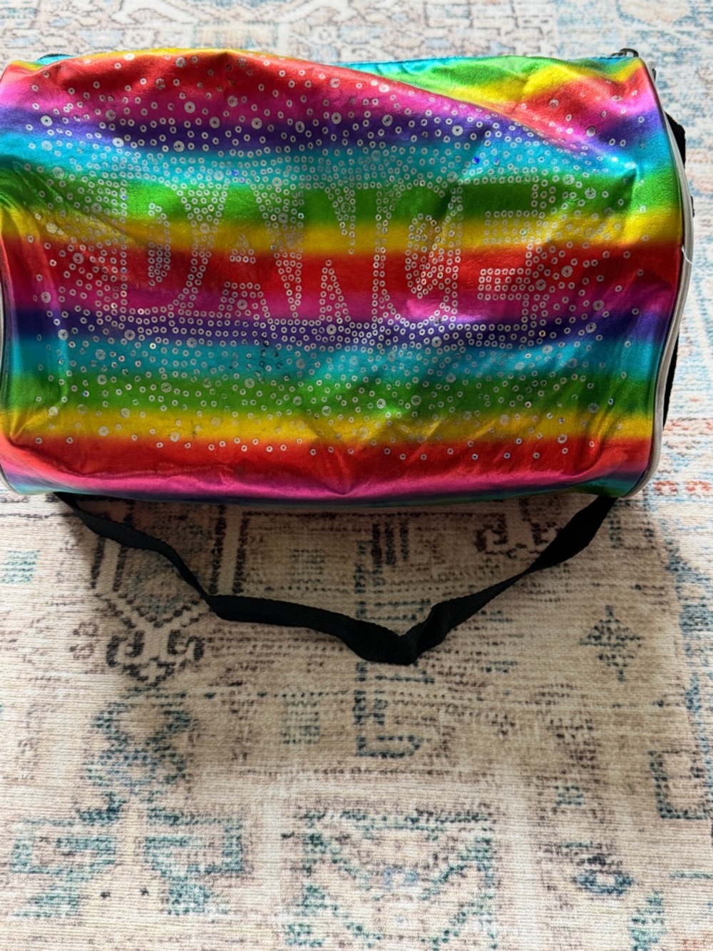 Kids Rainbow 'DANCE' Duffel Bag with Sequins